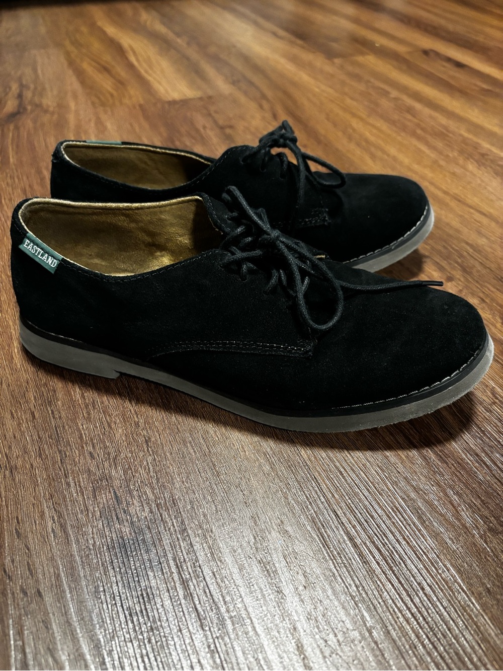 Eastland Black Suede Bucksport Lace-Up Shoes, Womens size 8